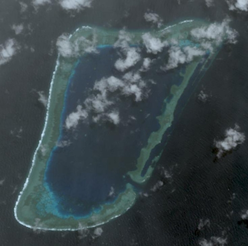 Aerial view of the Banyue Shoal of Nansha Islands. 