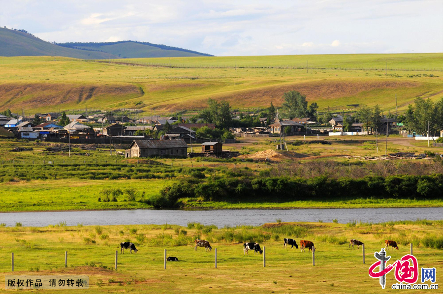 Lying along the Argun River in Inner Mongolia, surrounded by lush pine trees and xylosma shrubs with horses and cattle freely strolling country roads while herders sing traditional folk songs, the ethnic Russian township of Shiwei lures visitors with a poetic, natural essence and a historical charm.