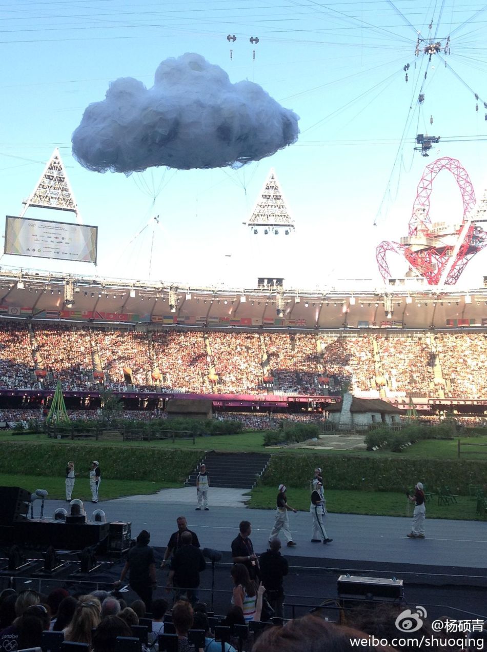 Performers rehearse for the Olympics Opening Ceremony.