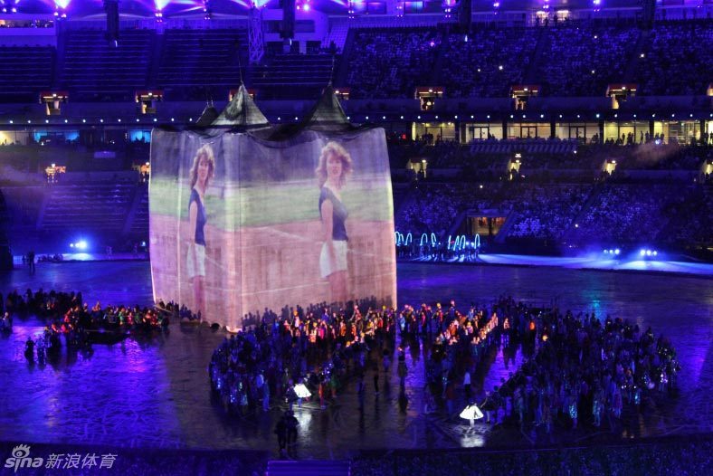 Performers rehearse for the Olympics Opening Ceremony. 