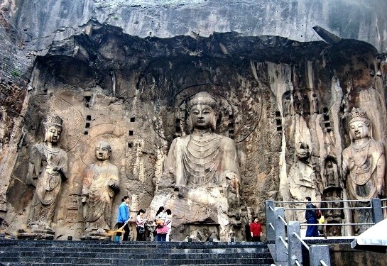 The Longmen Grottoes, located near Luoyang, Henan Province, are a treasure house of ancient Buddhist cave art.