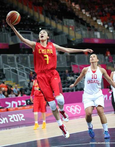 In women's basketball, China beat Croatia 83-58 on Monday in the second round competition of group A.