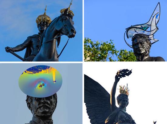 The 'Hatwalk' exhibition, which has 21 of London's iconic statues wearing modern and colorful hats designed by some of the most talented British designers, have been held in London for the Olympic celebration. 