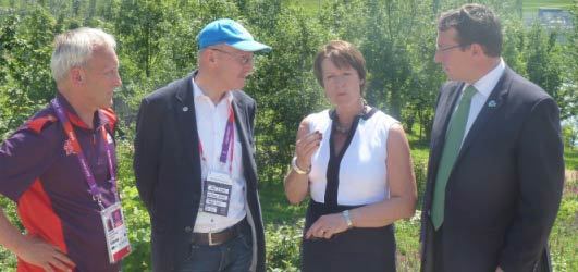 UNEP Executive Director Achim Steiner (right) beside UK Secretary of State Caroline Spelman at the Olympic Park in London. [UNEP] 