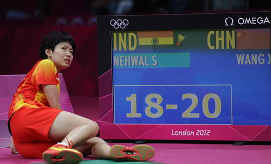 Wang Xin in women's singles badminton, one of the 'top 10 controversial calls at London Olympics' by China.org.cn.