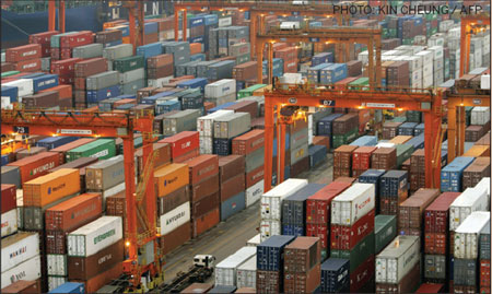 China's export growth slowed sharply in July to a six-month low due to dwindling demand from Europe and Japan.