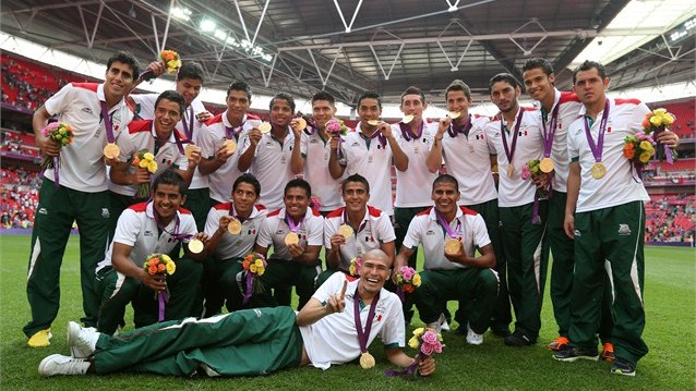 Mexico won gold in the men's football competition following a 2-1 win over Brazil on Day 15 at London 2012.