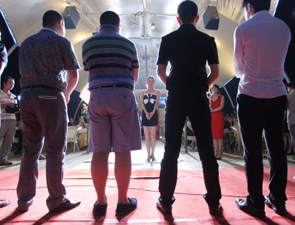 A group of rich men meet with candidates at a matchmaking party in Wuhai, capital city of Hubei Province.