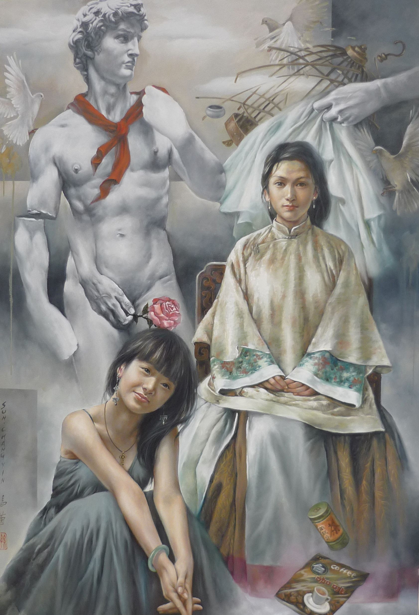Songzhuang Art Museum unveiled the 'Fearlessness and Freedom' art exhibition Saturday in Beijing. 80 oil paintings from well-known Chinese artists are exibited from Saturday to September 2. This is the oil painting work of Sun Changyin. 