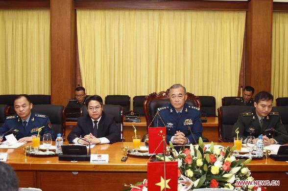 Deputy Chief of the General Staff of the Chinese People's Liberation Army Ma Xiaotian (2nd R Front) attends the sixth China-Vietnam Defense and Security Consultation in Hanoi, Vietnam, Sept. 3, 2012. [Ho Nhu Y/Xinhua] 