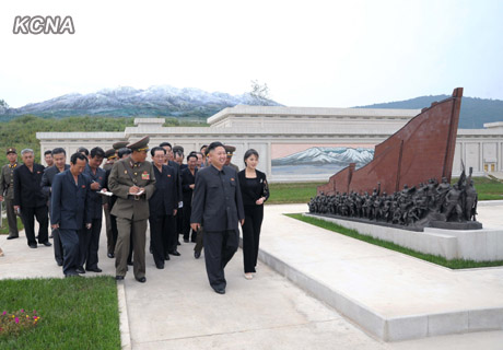 North Korea's top leader Kim Jong Un and his wife Ri Sol Ju inspect the Pyongyang Folk Park nearing its completion, according to the country's official news agency KCNA's report on Sept. 10. [KCNA] 