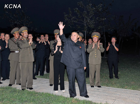 North Korea's top leader Kim Jong Un and his wife Ri Sol Ju inspect the Pyongyang Folk Park nearing its completion, according to the country's official news agency KCNA's report on Sept. 10. [KCNA] 