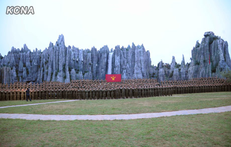 North Korea's top leader Kim Jong Un and his wife Ri Sol Ju inspect the Pyongyang Folk Park nearing its completion, according to the country's official news agency KCNA's report on Sept. 10. [KCNA] 