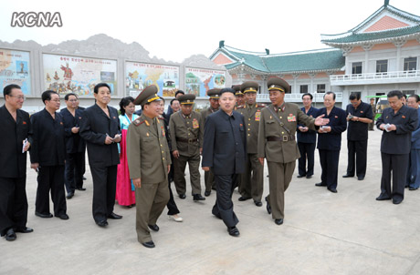 North Korea's top leader Kim Jong Un and his wife Ri Sol Ju inspect the Pyongyang Folk Park nearing its completion, according to the country's official news agency KCNA's report on Sept. 10. [KCNA] 