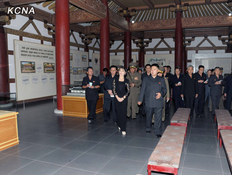 North Korea's top leader Kim Jong Un and his wife Ri Sol Ju inspect the Pyongyang Folk Park nearing its completion, according to the country's official news agency KCNA's report on Sept. 10. [KCNA] 