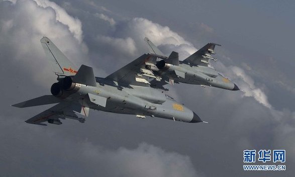 Two fighters fly to Islands during a military exercise in the Jinan Military Region.