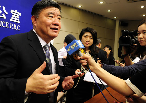 Minister of Health Chen Zhu is interviewed in Beijing on Monday after a news conference in which he explained national healthcare reform and development over the past decade.[Photo/Xinhua]