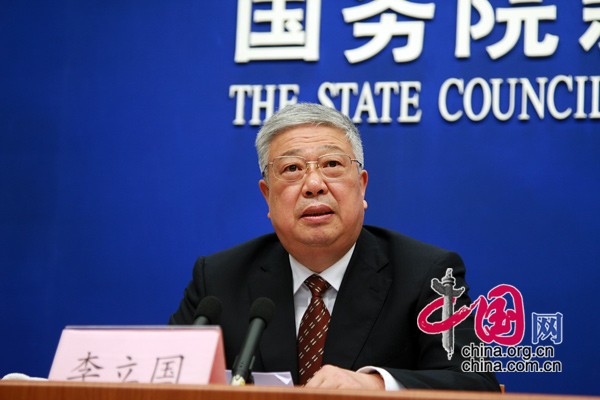 Li Liguo, Minister of the  Ministry of Civil Affairs at the press conference Thursday.[Photo/Xinhua]