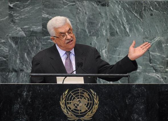 Palestinian President Mahmoud Abbas addresses the General Debate of the 67th session of the UN General Assembly at the UN headquarters in New York, the United States, Sept. 27, 2012, as the week-long event entered into its third day here on Thursday. Abbas told the UN General Assembly on Thursday that Palestine will continue to obtain full membership at the UN and that it has already begun intensive consultations with regional organizations and member states. [Shen Hong/Xinhua]