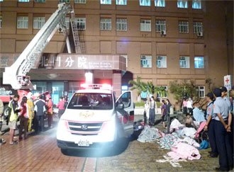 A big fire broke out early Tuesday morning at a hospital in South Taiwan, killing at least 12 people and injuring 60 others, most of whom were patients.