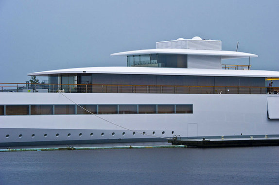 The luxury motor yacht commissioned by late Apple founder Steve Jobs is docked at the De Vries shipyard in Aalsmeer, the Netherlands.