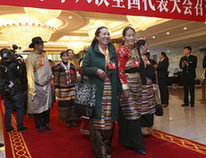 Delegates of the 18th National Congress of the Communist Party of China (CPC) from Tibet Autonomous Region arrive in Beijing, capital of China, on Nov. 5, 2012. The 18th CPC National Congress will be opened in Beijing on Nov. 8.