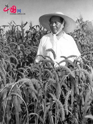 Mao Zedong in the countryside in Henan, 1958