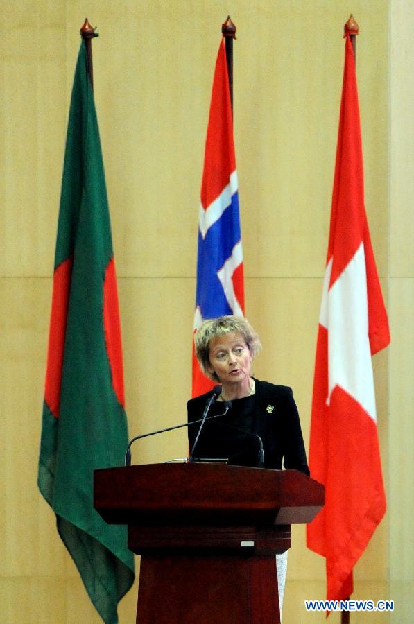 Swiss President Eveline Widmer-Schlumpf, a newly approved member of Asia-Europe Meeting (ASEM), speaks at the opening ceremony of the Ninth Asia-Europe Meeting (ASEM) Summit in Laos, Vientiane, Nov. 5, 2012. Leaders from Asian and European opened the Ninth Asia-Europe Meeting (ASEM) Summit in Lao capital of Vientiane on Monday with economic and financial issues featuring high on the agenda.