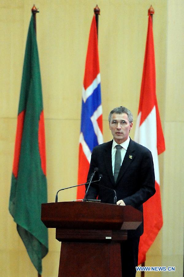Norwegian Prime Minister Jens Stoltenberg, a newly approved member of Asia-Europe Meeting (ASEM), speaks at the opening ceremony of the Ninth Asia-Europe Meeting (ASEM) Summit in Laos, Vientiane, Nov. 5, 2012. Leaders from Asian and European opened the Ninth Asia-Europe Meeting (ASEM) Summit in Lao capital of Vientiane on Monday with economic and financial issues featuring high on the agenda. 