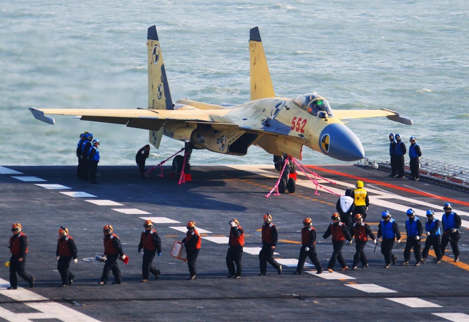 Flight landing on aircraft carrier