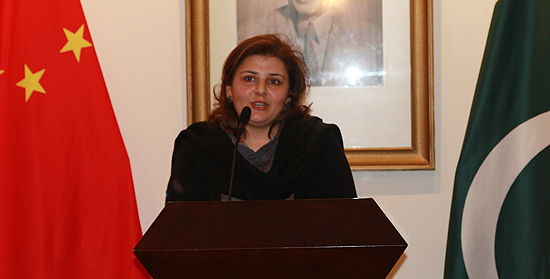 Saadia Haseeb, managing director of 'The Journey of Friendship' delivers a speech at the launch ceremony held at the Pakistan Embassy in Beijing on Dec. 10, 2012. [Photo by Li Shen/China.org.cn] 