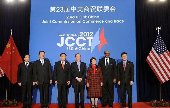 Chinese Vice Premier Wang Qishan (C) attends the opening ceremony of the 23rd Session of China-U.S. Joint Commission on Commerce and Trade (JCCT), in Washington D.C., the United States, Dec. 19, 2012. [Xinhua]