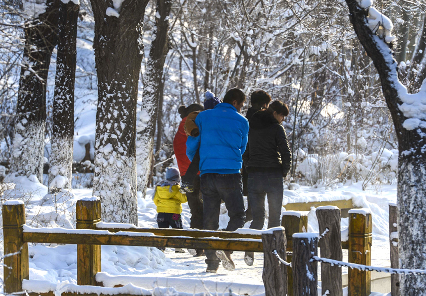 People brave the snow and cold in Urumqi, Xinjiang Uygur Autonomous Region, on Dec. 20, 2012. Many parts north China saw heavy snowfall on Thursday.