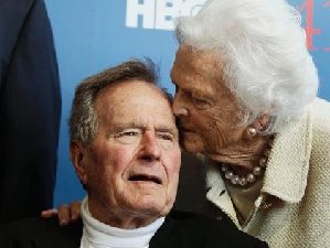 Former U S President George H W Bush And His Wife