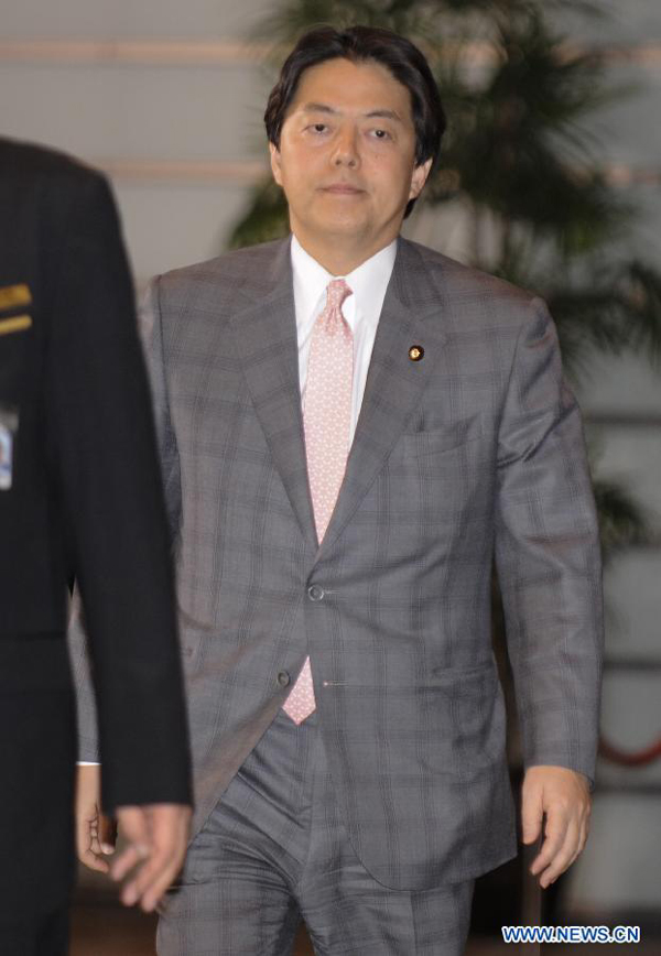 New agriculture, forestry and fisheries minister Hayashi Yoshimasa arrives at the prime minister&apos;s official residence in Tokyo, Japan, Dec. 26, 2012. Japan&apos;s new Chief Cabinet Secretary Yoshihide Suga on Wednesday announced members of a new cabinet led by Prime Minister Shinzo Abe, who just claimed the post in a special session of the Diet.