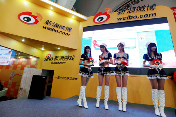 Sina Weibo's stand at the Ninth China International Digital Content Expo, which was held in Beijing in October last year. [Da Wei / for China Daily]