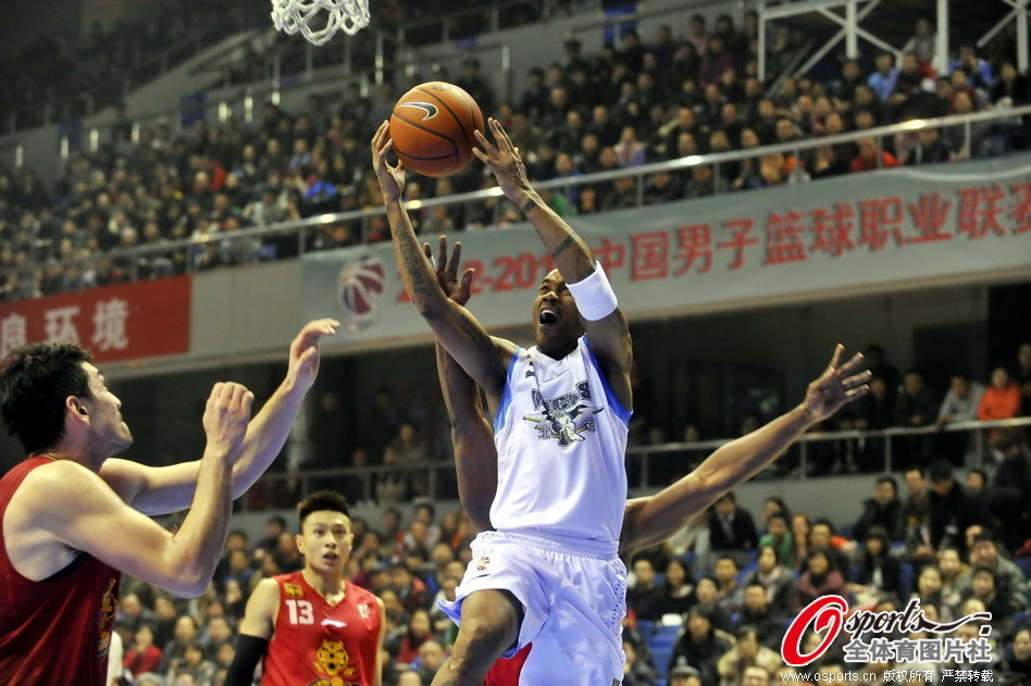 Stephon Marbury of Beijing goes up for a basket in a CBA game between Beijing and Jinlin on Jan. 6, 2013.