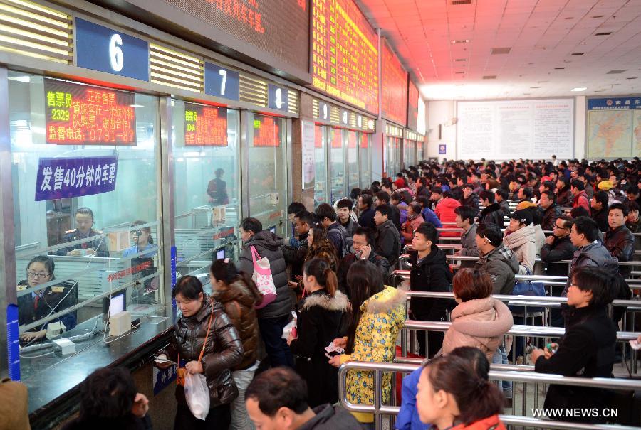 The 40-day 2013 Spring Festival travel rush will start on Jan. 26. The Spring Festival for family reunions begins from the first day of the first month of the traditional Chinese lunar calendar, or Feb. 10, 2013. 