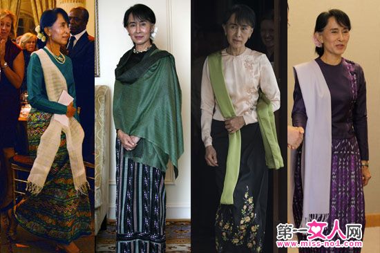 Aung San Suu Kyi, Chairperson of National League for Democracy in Burma, one of the 'top 11 best dressed female politicians in the world' by China.org.cn.