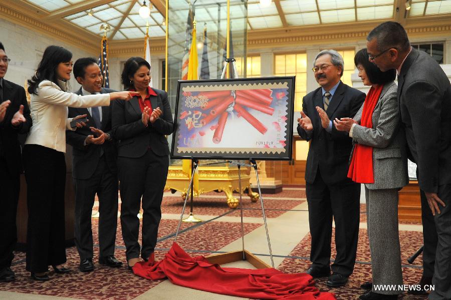 'Snake Stamp' featuring Chinese Lunar New Year unveiled in U.S.