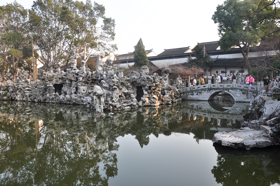 Located at the northeast of Suzhou, Jiangsu Province, the Lion Grove Garden is famous for the Taihu rocks in various shapes which are said to resemble lions, especially the large and labyrinthine grotto of rocks at the garden's center.