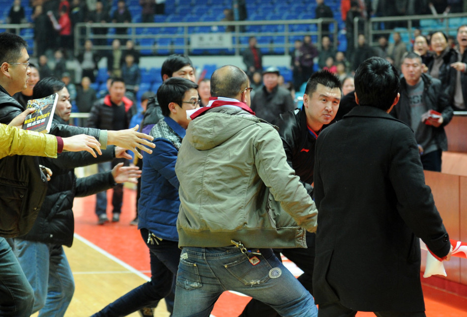 Fans attacked referees after Game 1 of the WCBA Finals between Zhejiang and Shanxi on Jan.29, 2013. Zhejiang lost the game at home 92-96. 