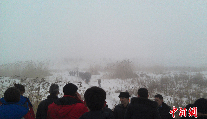 Photo taken by a witness shows people gathering at the site of the plane crash in Almaty, Kazakhstan, Jan. 29, 2013. A passenger plane flying from northern city of Kokshetau to Almaty crashed near Almaty airport Tuesday, killing all 20 people aboard.