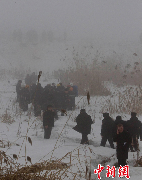 Photo taken by a witness shows people gathering at the site of the plane crash in Almaty, Kazakhstan, Jan. 29, 2013. A passenger plane flying from northern city of Kokshetau to Almaty crashed near Almaty airport Tuesday, killing all 20 people aboard.