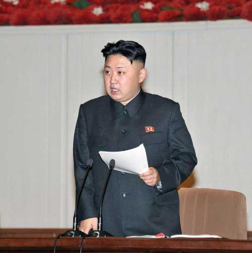 In this Jan. 28, 2013 image made from video, North Korean leader Kim Jong Un delivers opening remarks at the Fourth Meeting of Secretaries of Cells of the Workers' Party of Korea, in Pyongyang, North Korea. 