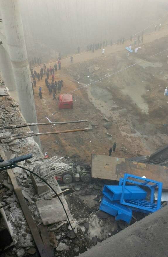 At least five people were confirmed dead and eight injured after a highway bridge collapsed in Sanmenxia, Henan Province, on Friday morning, the local government said.