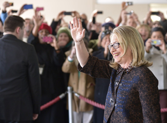 Outgoing U.S. Secretary of State Hillary Clinton speaks to State Department employees in Washington D.C. on Feb. 1, 2013. Clinton, replaced by John Kerry as the next secretary of state, bid a final farewell to her staff Friday.