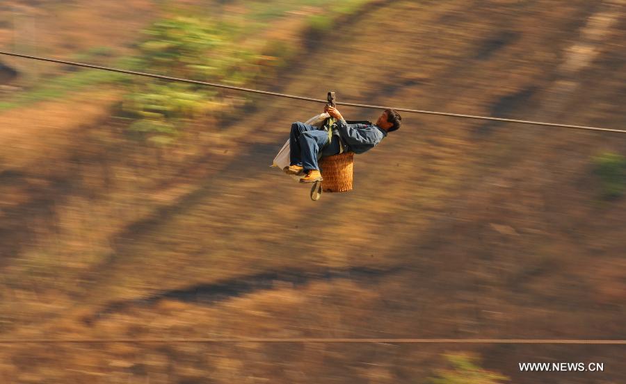 CHINA-YUNNAN-NUJIANG RIVER VALLEY-TRANSPORT-ZIP-LINE (CN)