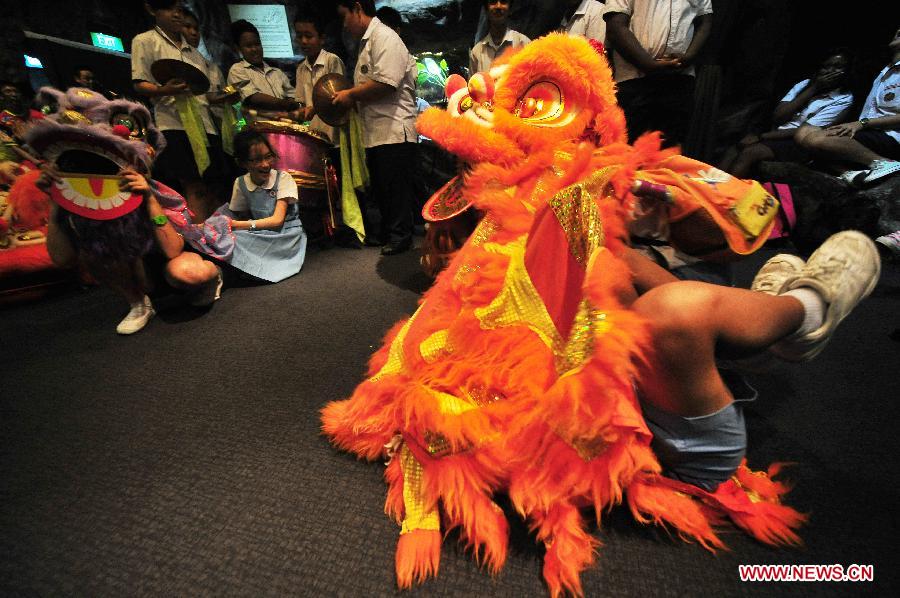 SINGAPORE-UNDERWATER WORLD-LION DANCE