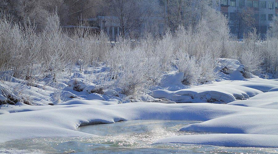 Photo shows the winter scenery of Kelan River at Altay county in Xinjiang Uygur autonomous region. [Photo/Chinanews.com]
